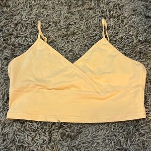 shein yellow cross crop top